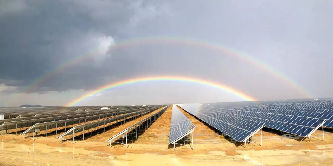 Clean PV cells after the rain at the Kalkbult Solar Plant.