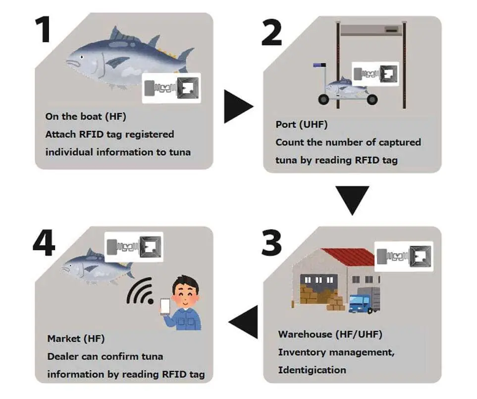 Consumers read the tuna data from the QR code affixed to the tuna pack and food safety is thus guaranteed.