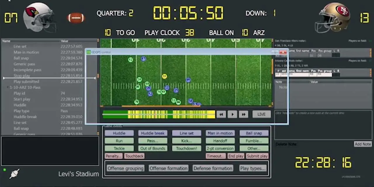 NFL: Captured location data is transmitted to the Zebra MotionWorks software
