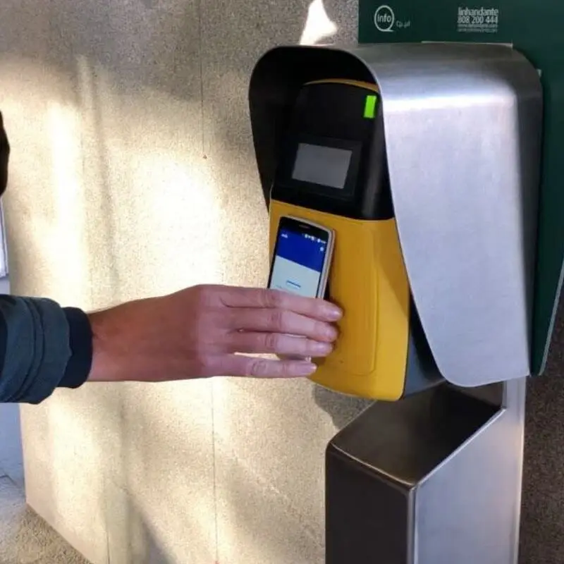 Public transport customers tap their NFC-enabled smartphone to a check-in terminal at the beginning of their journey.