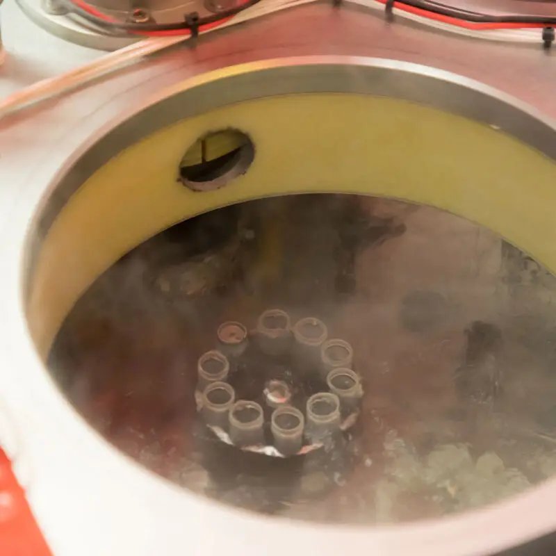 Puck with samples in liquid Nitrogen