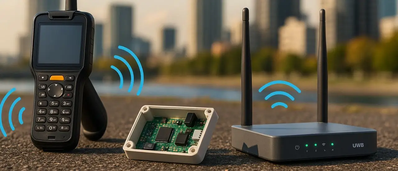 Grafik eines IoT-Systems mit Receiver, Reader und Gateway: Aufbau und Signalfluss