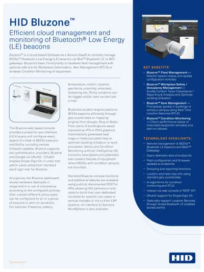 HID Bluzone™ datasheet
