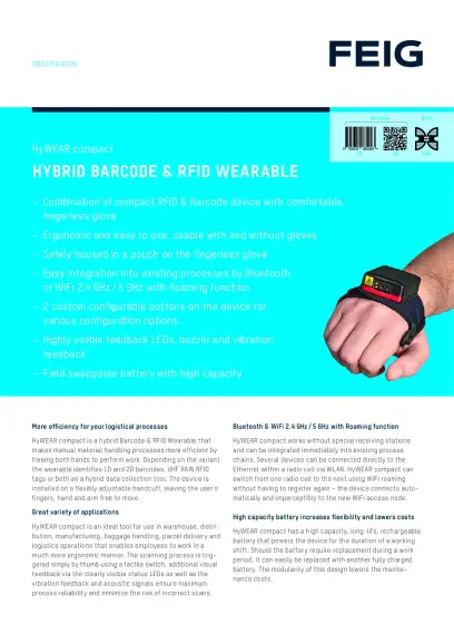 Fiche technique FEIG HyWEAR