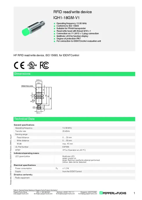 IQH1-18GM-V1 HF-Lesegerät – Datenblatt