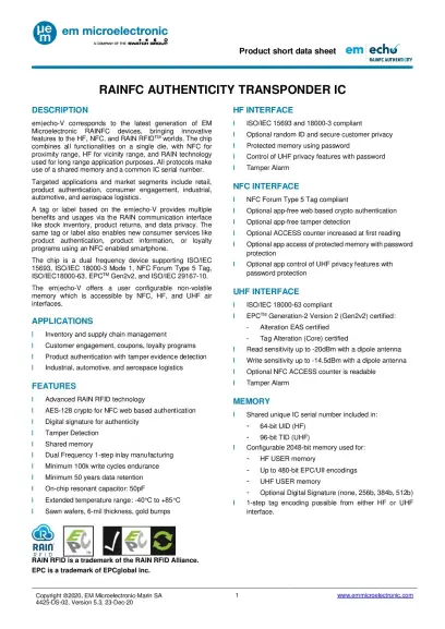 em|echo-V datasheet