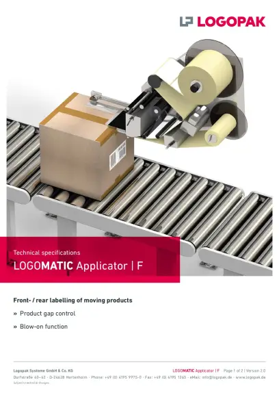 Fiche technique LOGOMATIC Applicator F