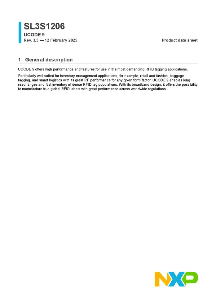 NXP UCODE® 9 Datasheet