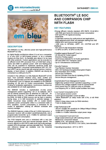 EM9305 Datasheet