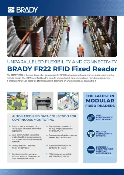Lecteur fixe RFID BRADY FR22 - fiche d'information