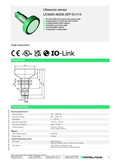 UC6000-30GM-2EP-IO-V15 Datenblatt
