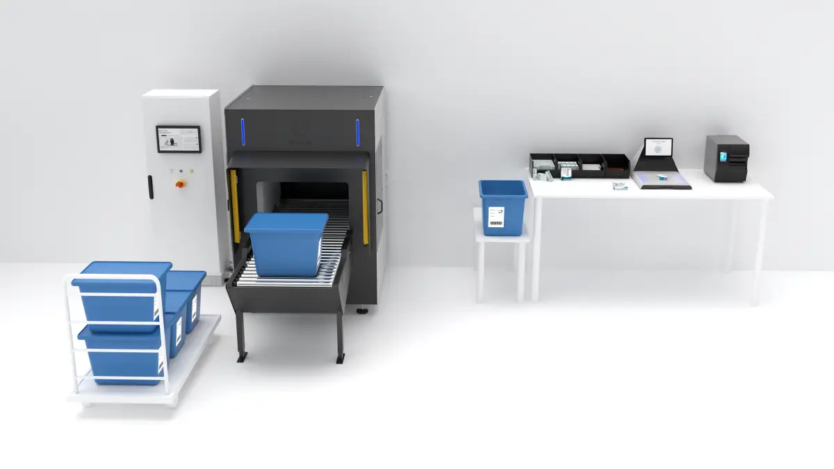 Massive Plus Station mit RFID-Shield beim präzisen Auslesen orthopädischer Leihkoffer