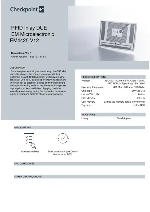RFID Inlay DUE datasheet