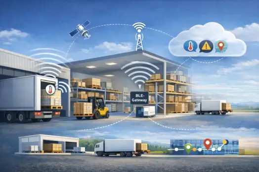 BLE sensing: Status data and location context from the loading dock to the shelf