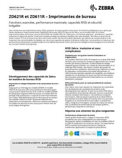 Fiche technique ZD621R/ZD611R