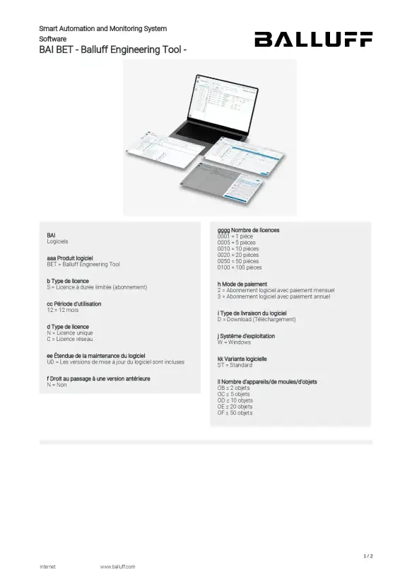 Fiche de données BET