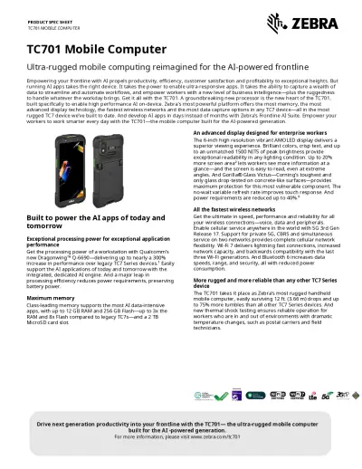 TC701 Mobile Computer Datasheet