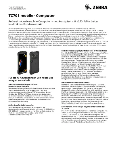 TC701 Mobiler Computer – Datenblatt