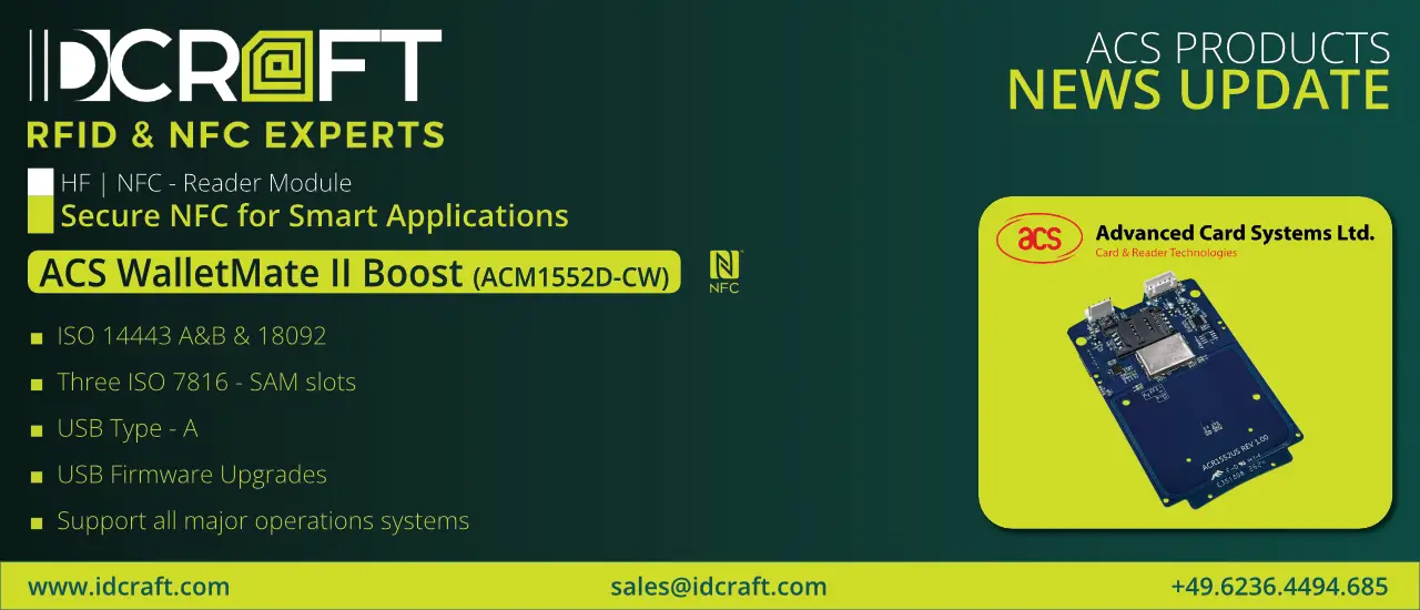ACS WalletMate II Boost NFC RFID Reader für digitale kontaktlose Identifikation