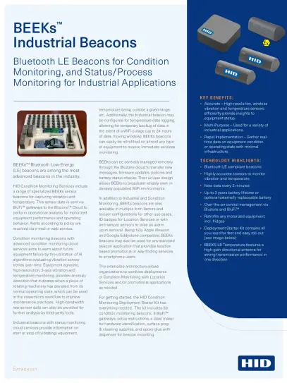 BEEKS Industrial Beacons Datasheet