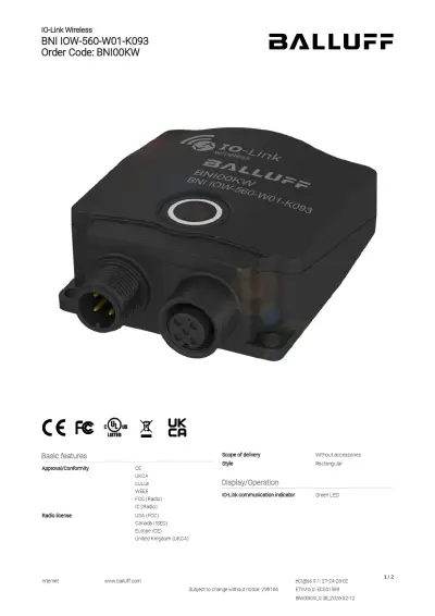 Balluff IO-Link-Bridge Datasheet BNI00KW 299196 en.pdf