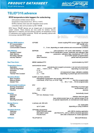 TELID® 310.advance, TELID®311.ac, TELID®314.ac datasheet
