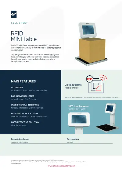 RFID Mini Table Sell Sheet