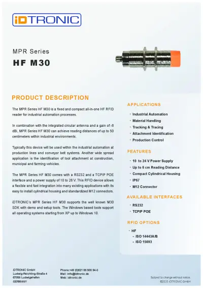 IDtronic MPRSeries-HF-M30-Reader.pdf
