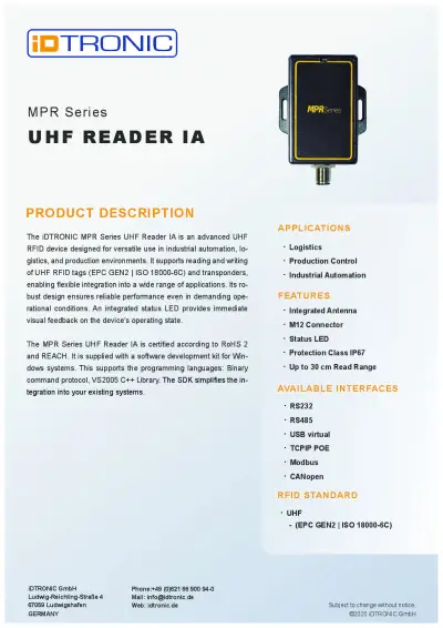 IDtronic MPRSeries-UHF-Reader-IA.pdf