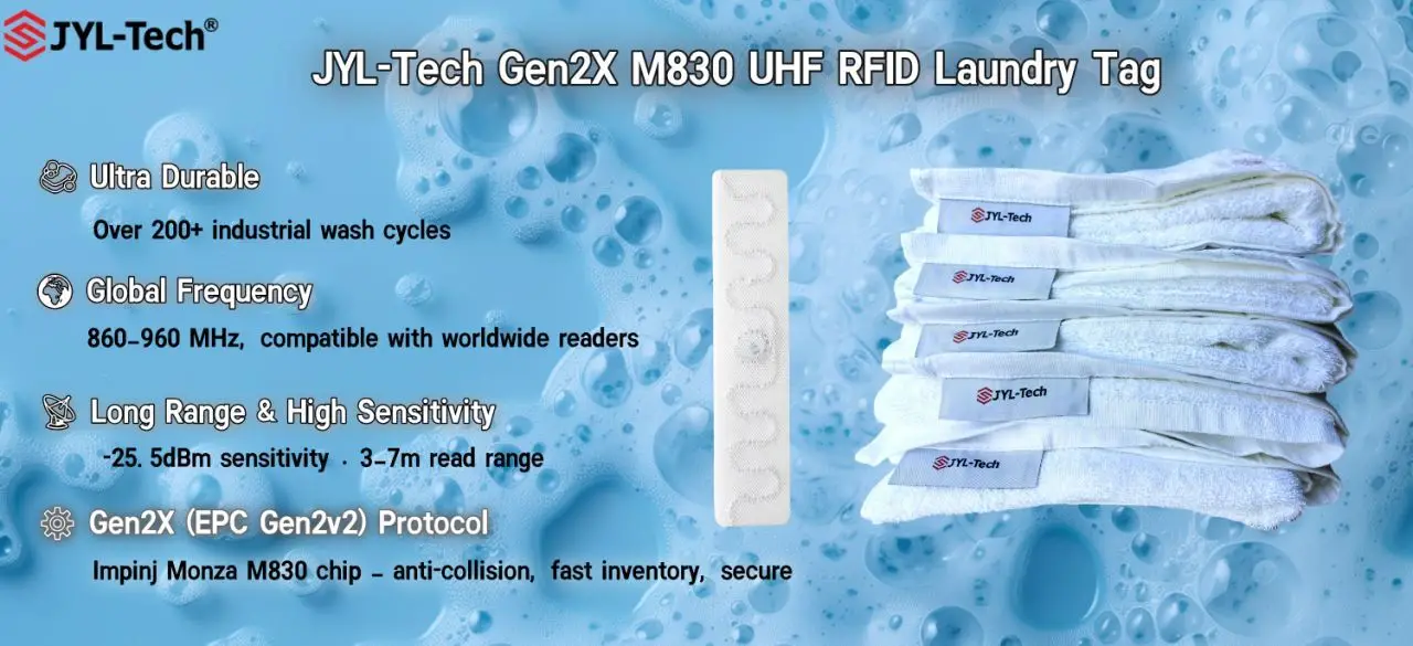 JYL-Tech Gen2X M830 UHF RFID Wäsche-Tag für industrielle Textil- und Wäscheverwaltung