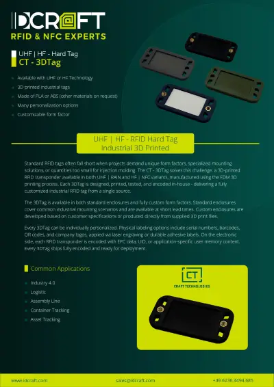UHF | HF – RFID Hard 3D Tag Data Sheet