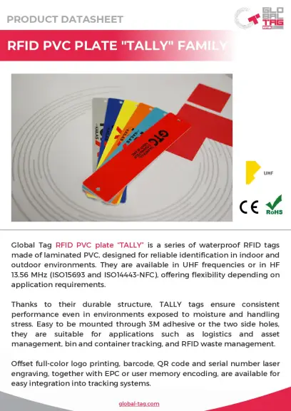 RFID PVC Plate "Tally" Datasheet