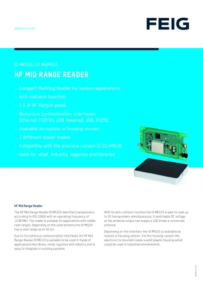 ID MR103 / ID MRM103 Datasheet