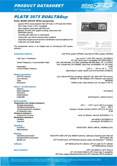 Datenblatt zu Platte 3075 DUALTAGsp
