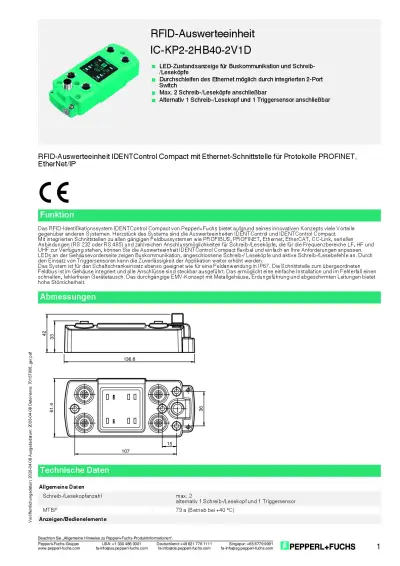 IDENTControl Compact B40 Datenblatt
