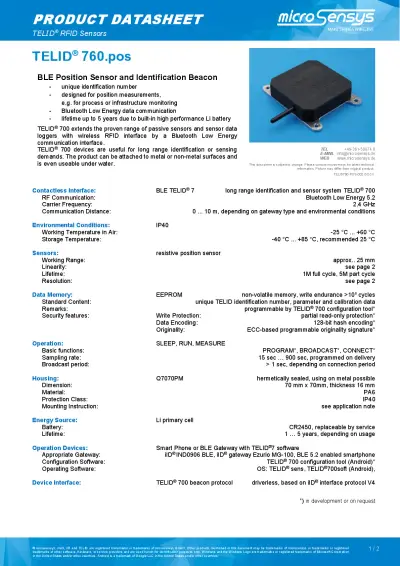 TELID 760.pos – Datenblatt