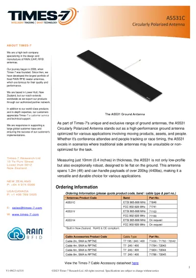 A5531C Circularly Polarised Antenna Datasheet
