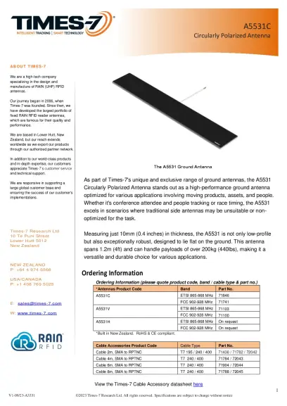 A5531C Circularly Polarised Antenna Datasheet