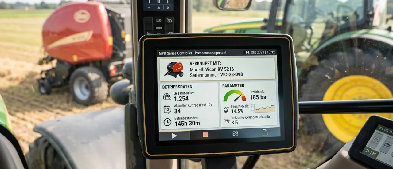 The image shows the CANopen interface in an agricultural machine.