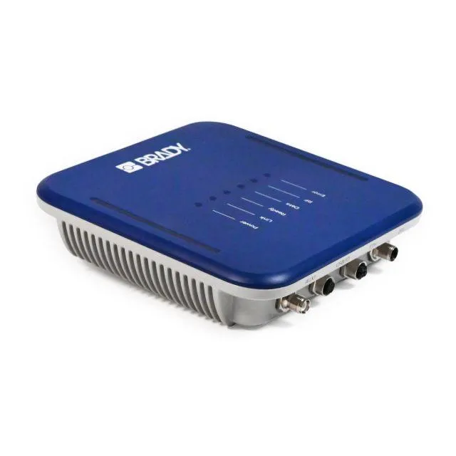 Brady IRX200 all-in-one UHF RFID reader with integrated antenna, edge computing and industrial connectivity for real-time process visibility.