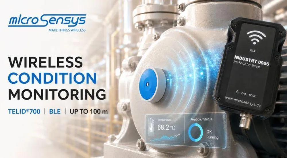 microsensys TELID®700 ermöglicht kabelloses Condition Monitoring mit BLE