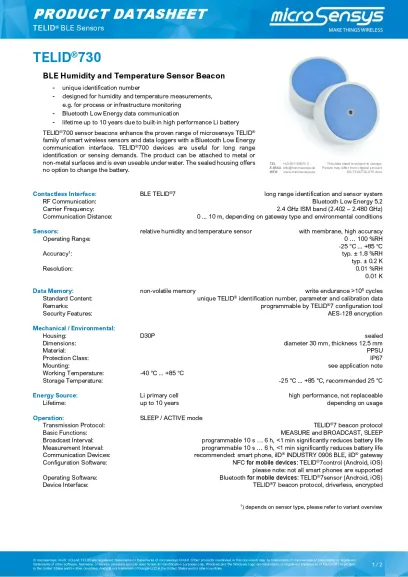 TELID® 730 D30P – Datenblatt