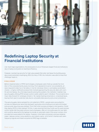 Laptop Security for Financial Institutions Datasheet