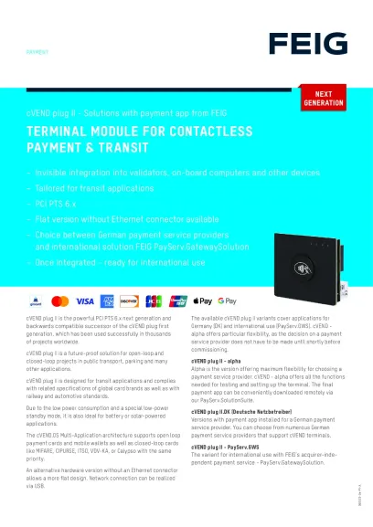 cVEND plug II Datasheet