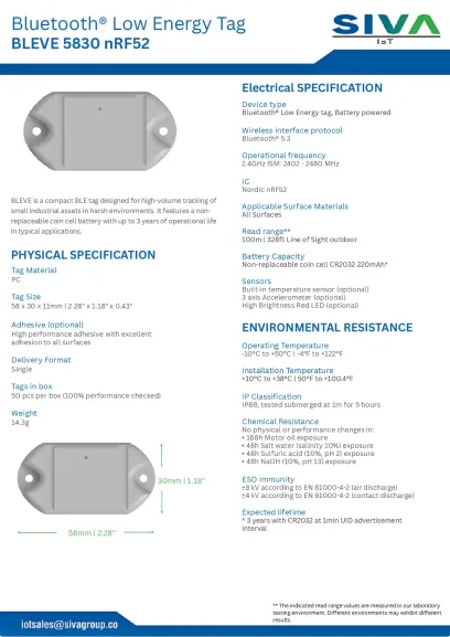 BLEVE 5830 nRF52 Datenblatt