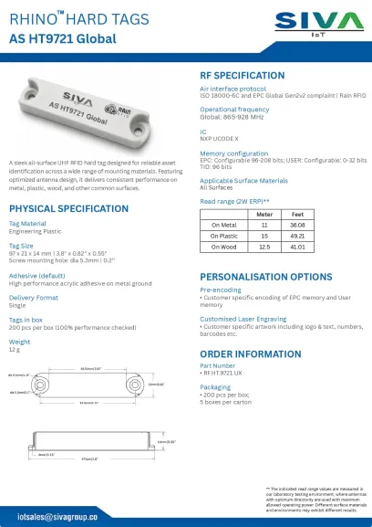 RHINO™ AS HT9721 Global Datasheet