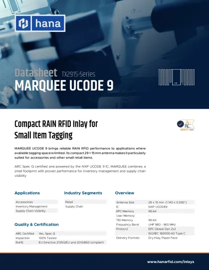 HANA MARQUEE UCODE 9 Datasheet